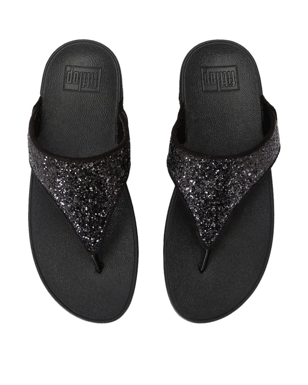 Fitflop Black Lulu Glitter Rhinestone-Embellished Woven Sandals