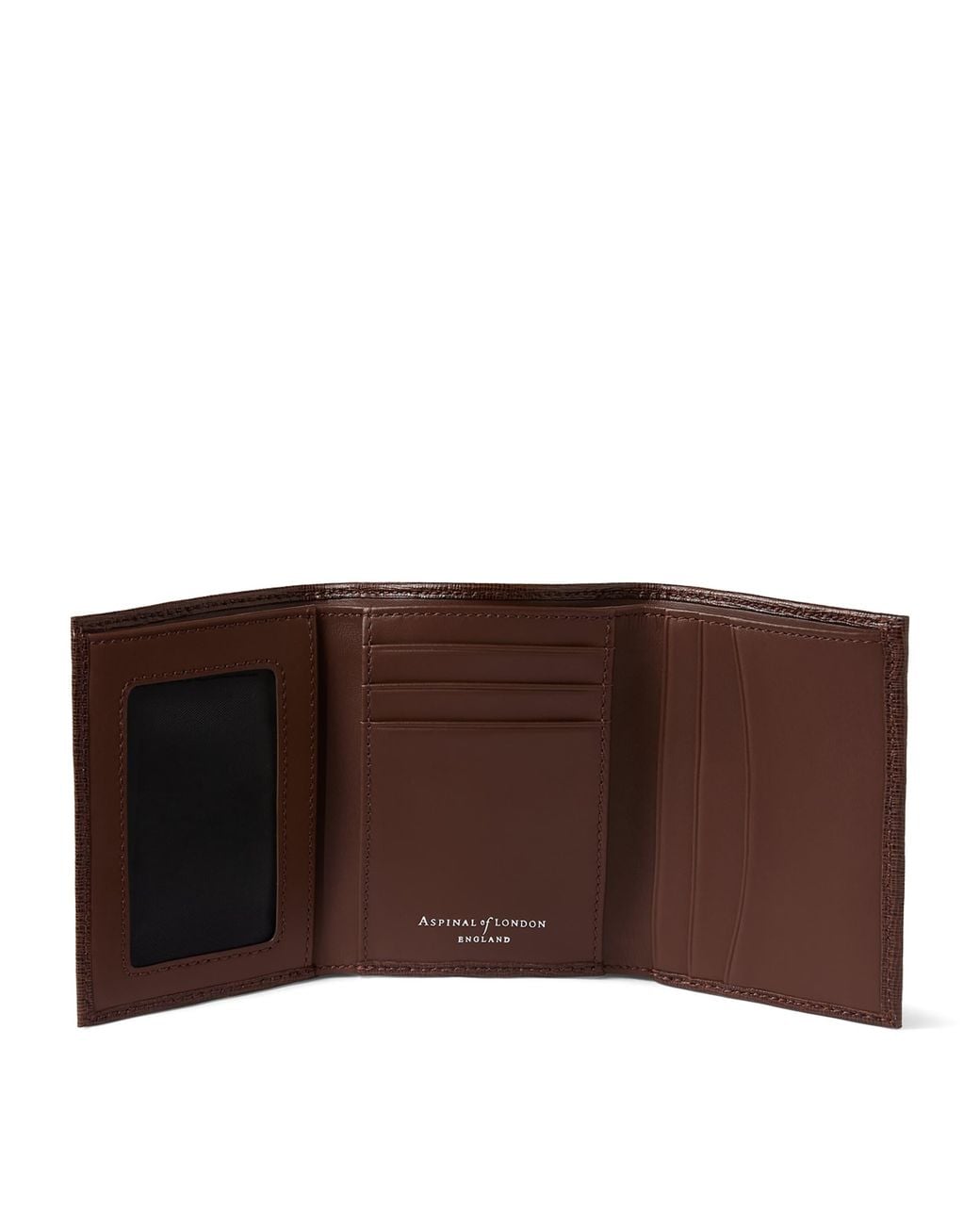 Aspinal Brown Leather Trifold Wallet for men