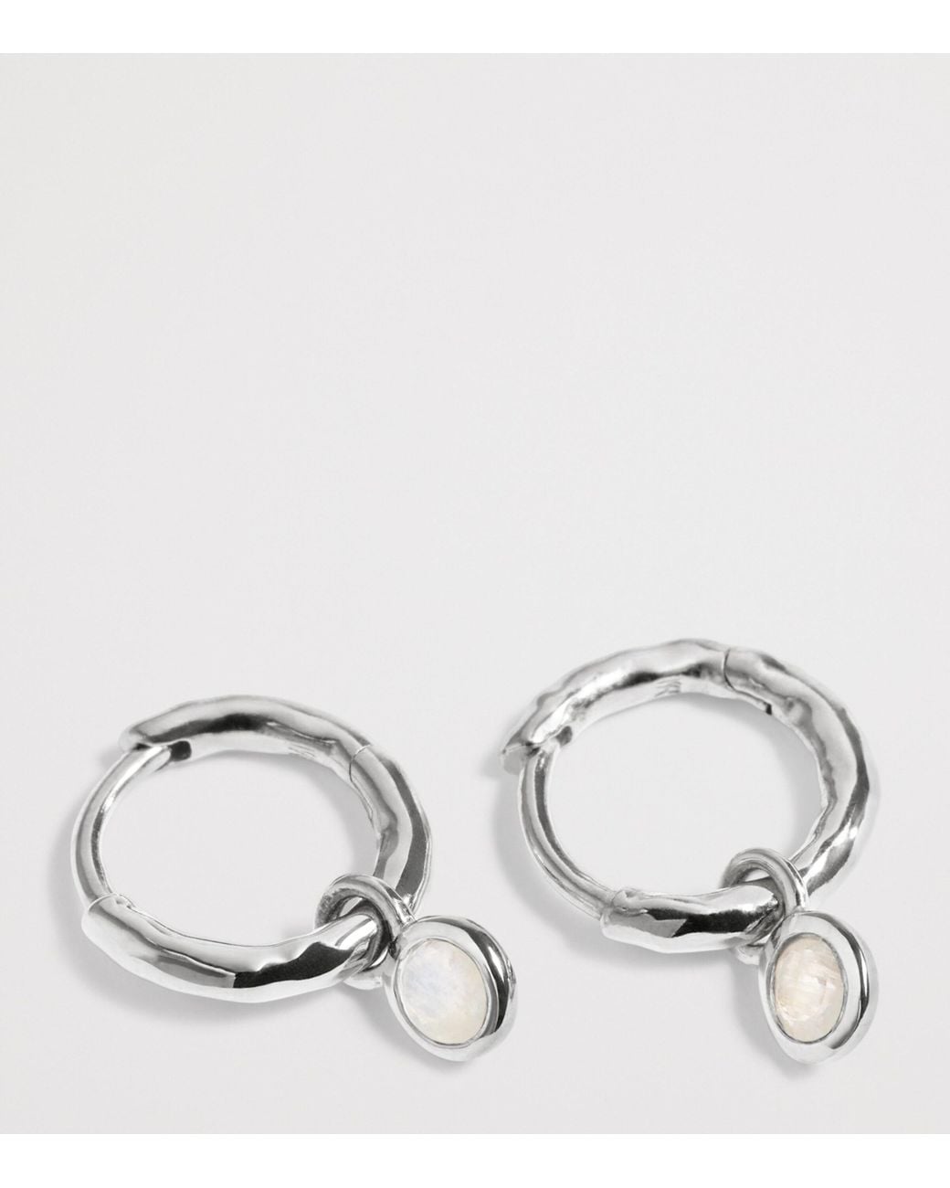 Monica Vinader White Sterling And Moonstone June Birthstone Huggie Earrings