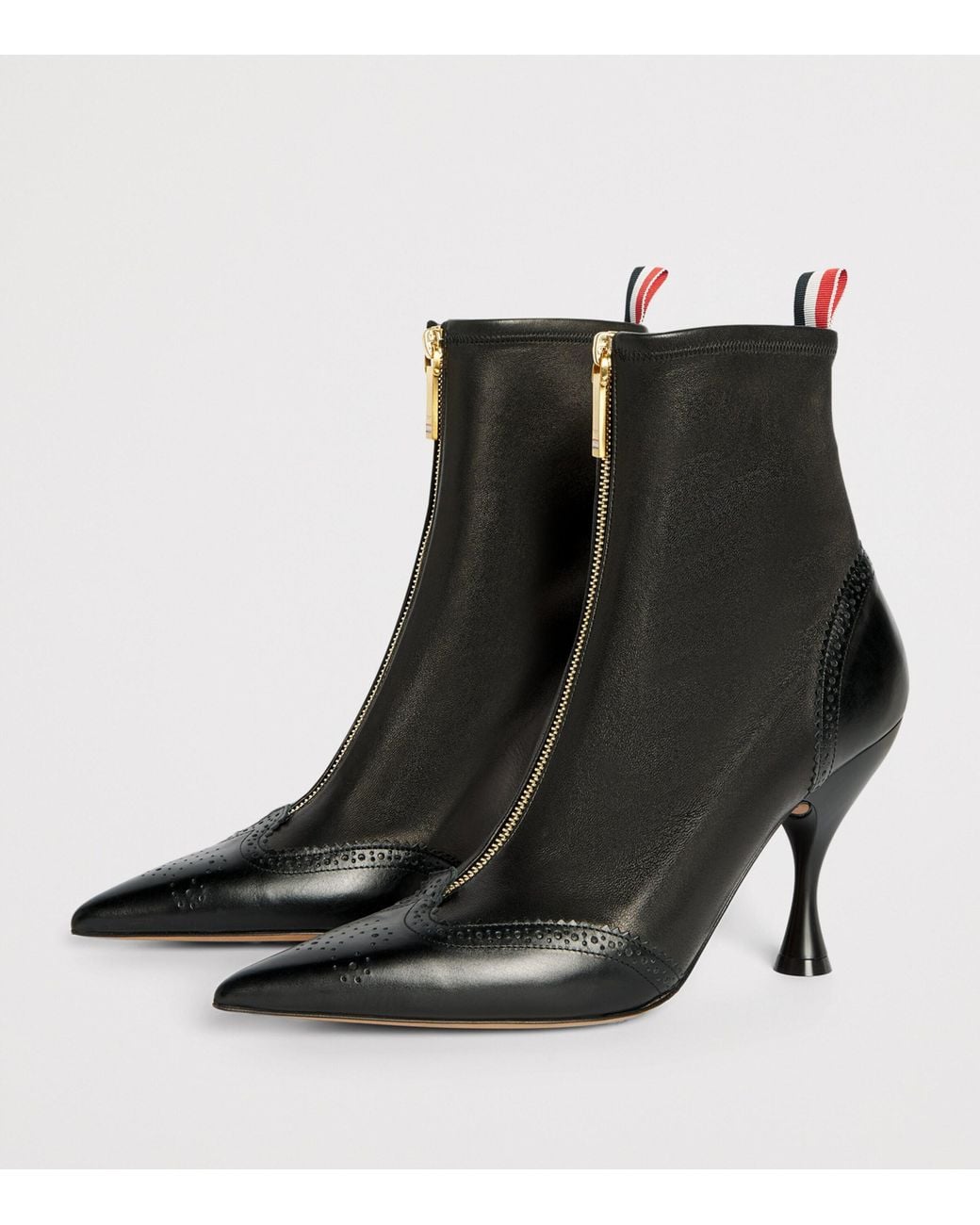 Thom Browne Black Leather Wingtip Ankle Boots 90