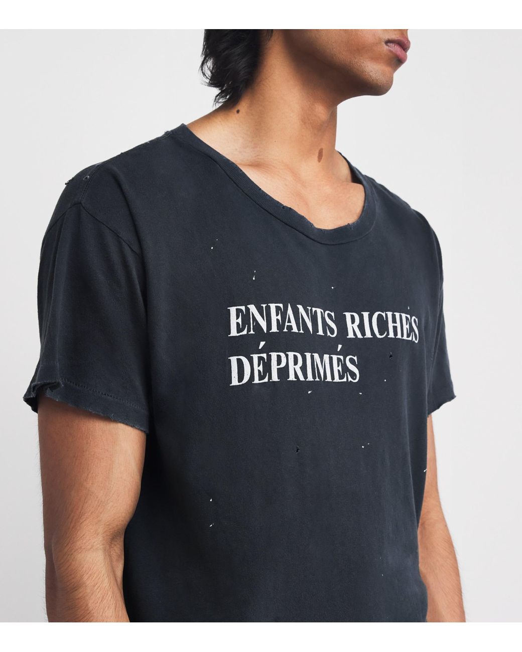 Enfants Riches Deprimes Cotton Distressed Logo T-Shirt in Black