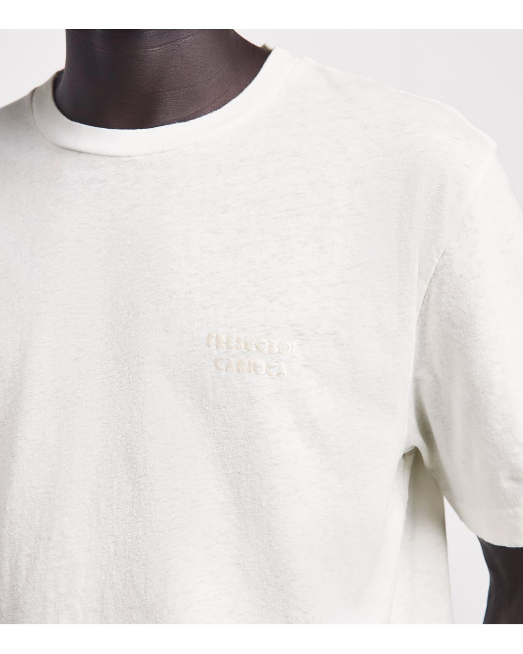 Frescobol Carioca White Cotton-Linen Dinis T-Shirt for men