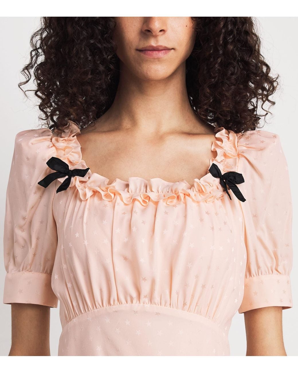 Alessandra Rich Pink Silk Gathered Midi Dress