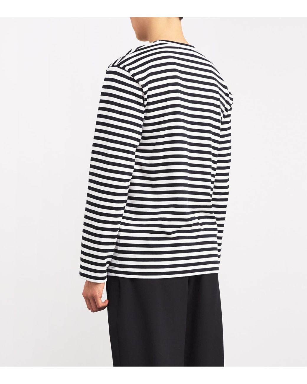 COMME DES GARÇONS PLAY Blue Striped Heart Logo T-Shirt for men
