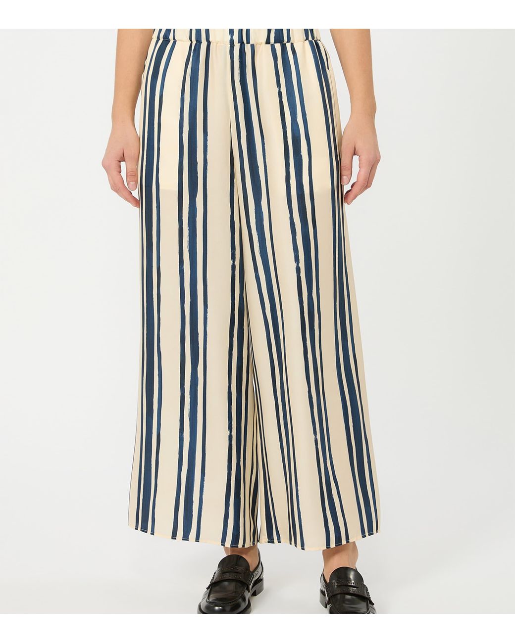 Weekend by Maxmara Blue Silk Wide-Leg Trousers