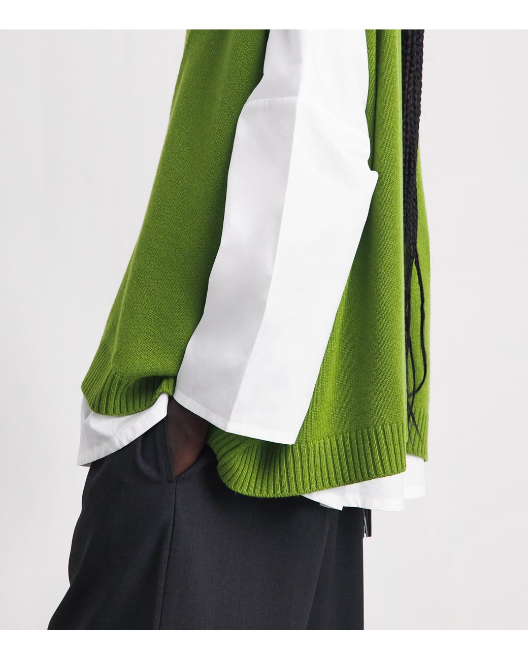 Eskandar Green Cashmere Plunge-Neck Sweater Vest