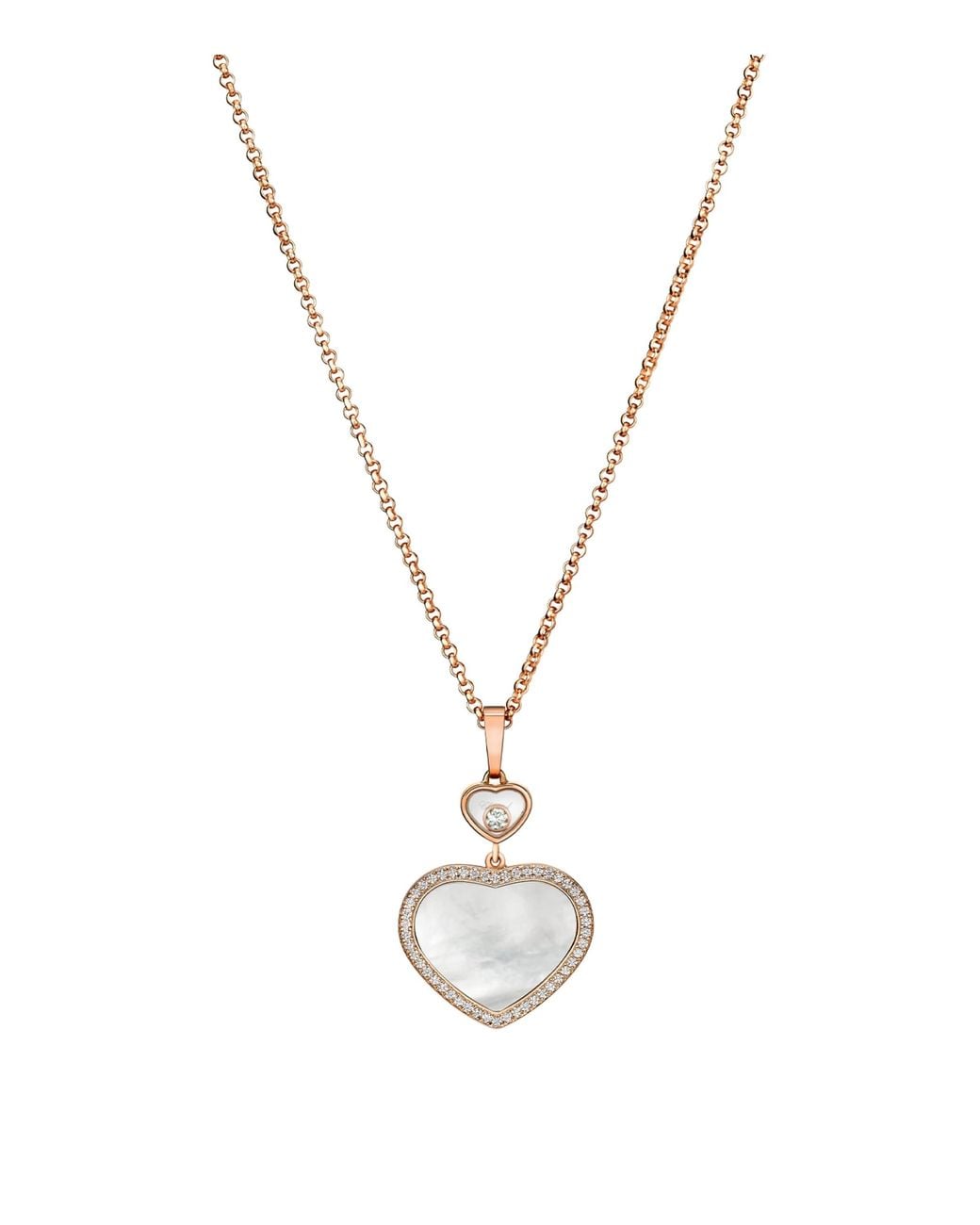 Chopard Metallic And Diamond Happy Hearts Pendant