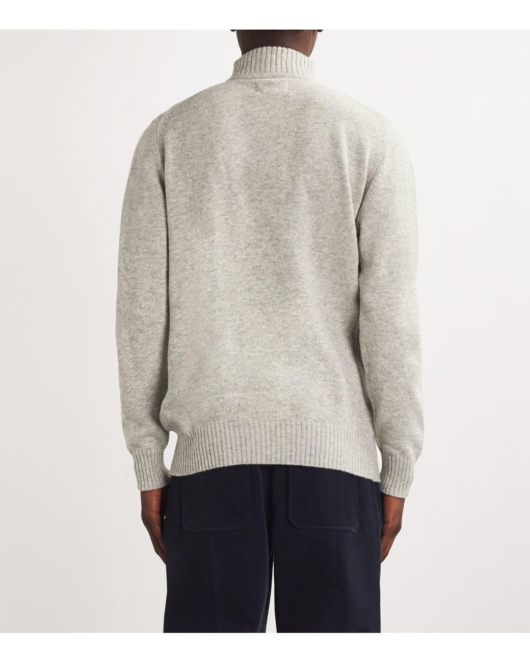 Barbour White Wool Half-Zip Sweater for men