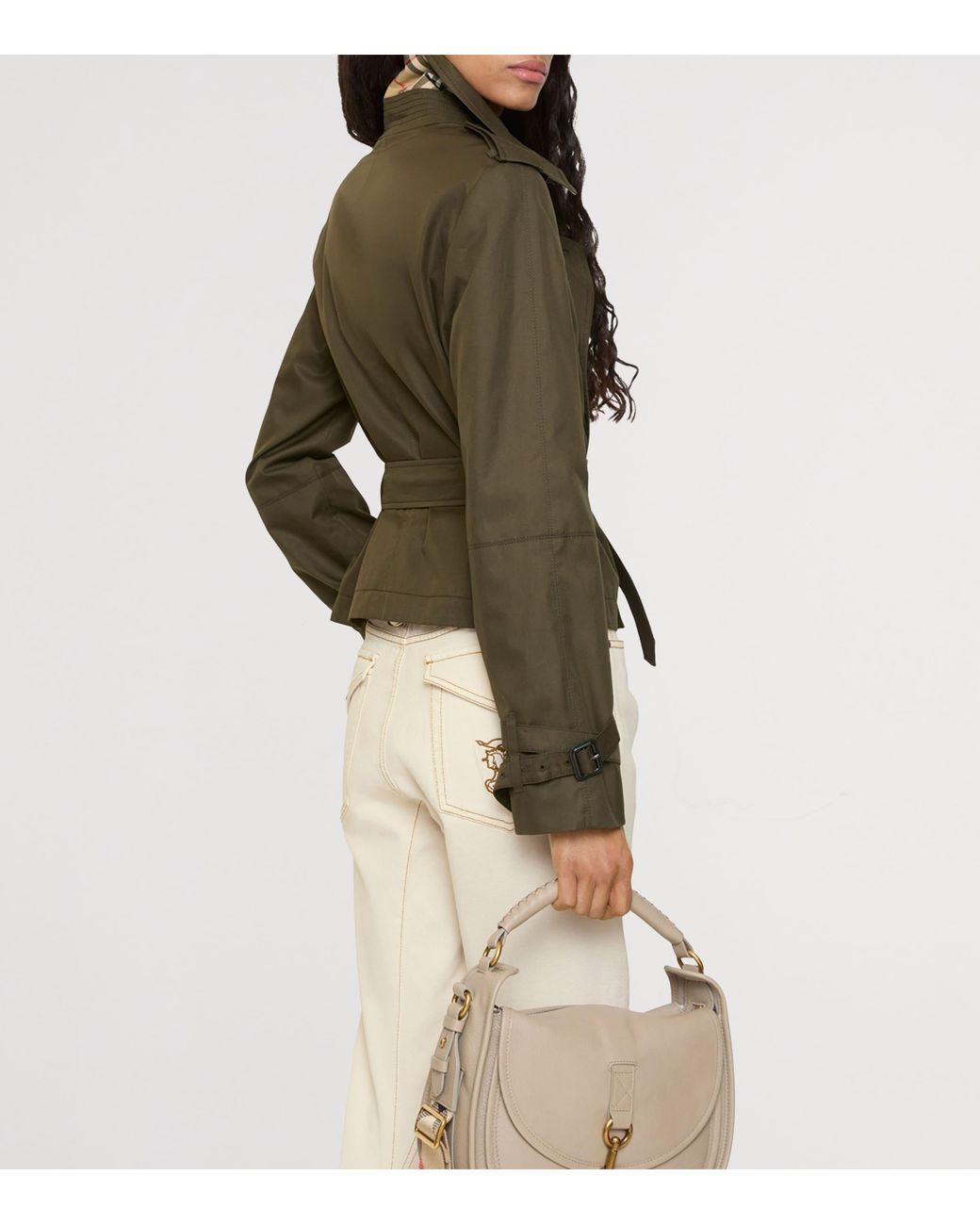 Burberry Green Tropical Gabardine Cropped Jacket