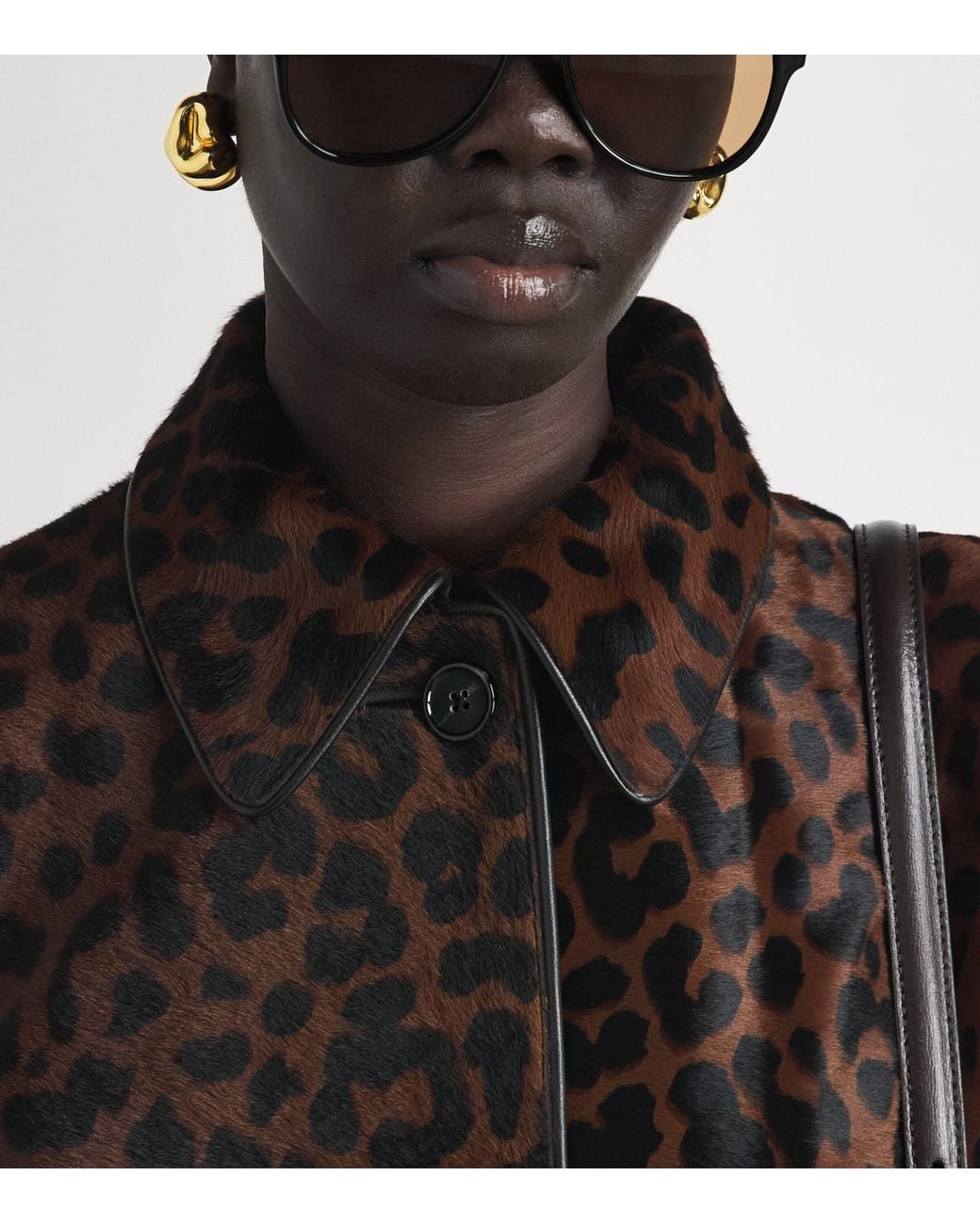 Totême  Brown Pony Hair Leopard Trench Coat
