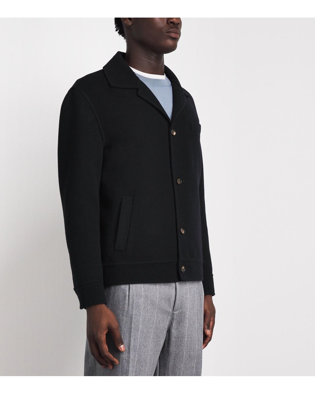 Eleventy Black Wool Overshirt for men