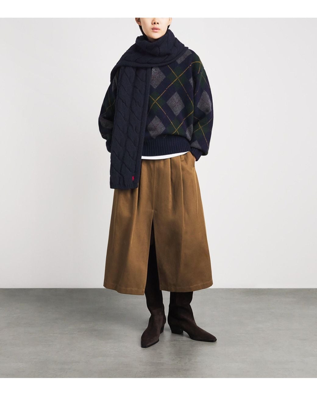 Polo Ralph Lauren Blue Wool Cable-Knit Scarf