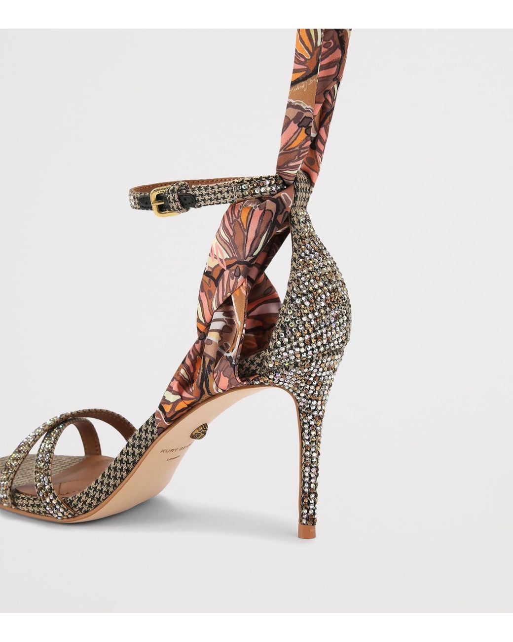 Kurt Geiger Brown Scarf-Accent Heeled Sandals 85