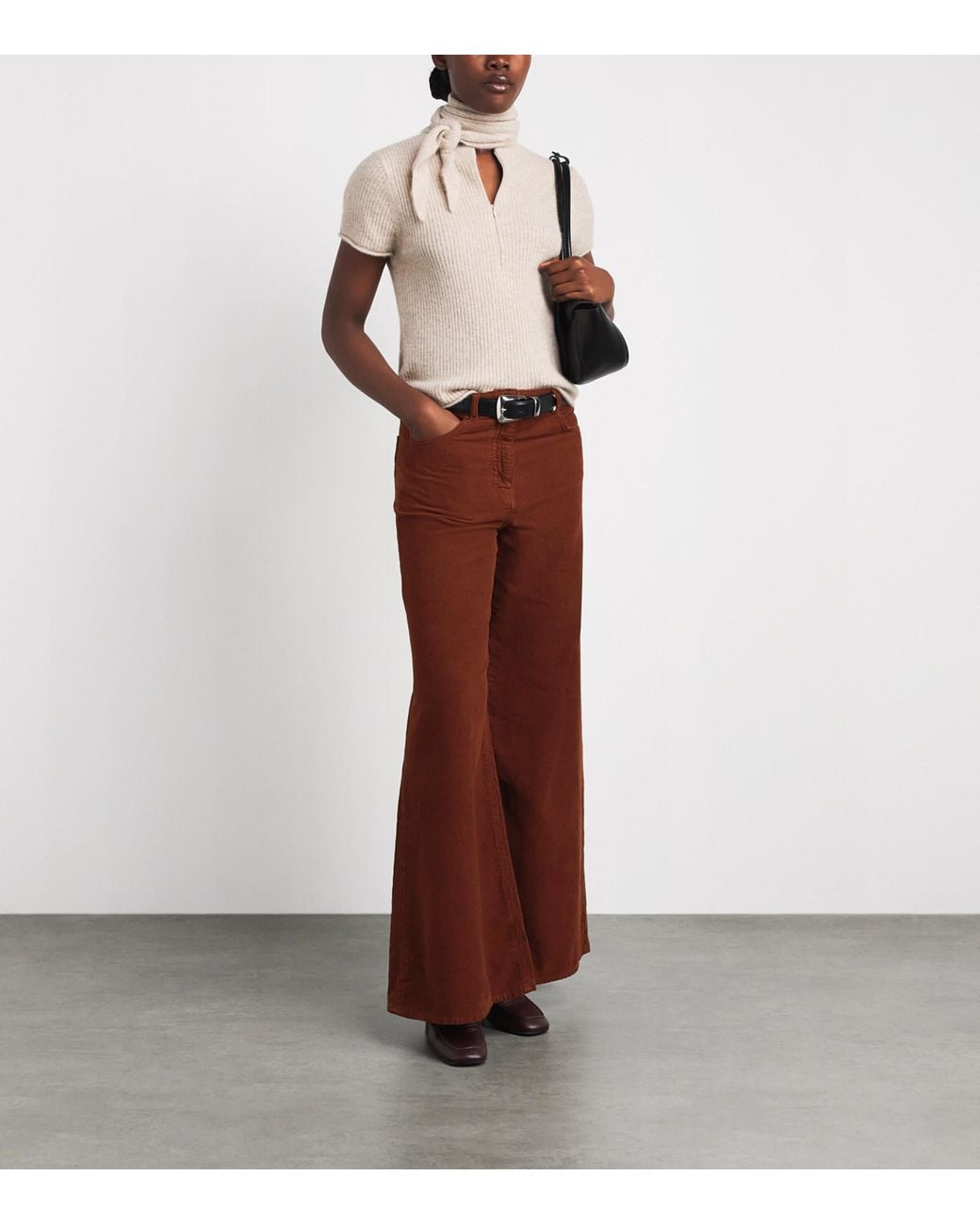 ME+EM Brown Corduroy Super Flare Trousers