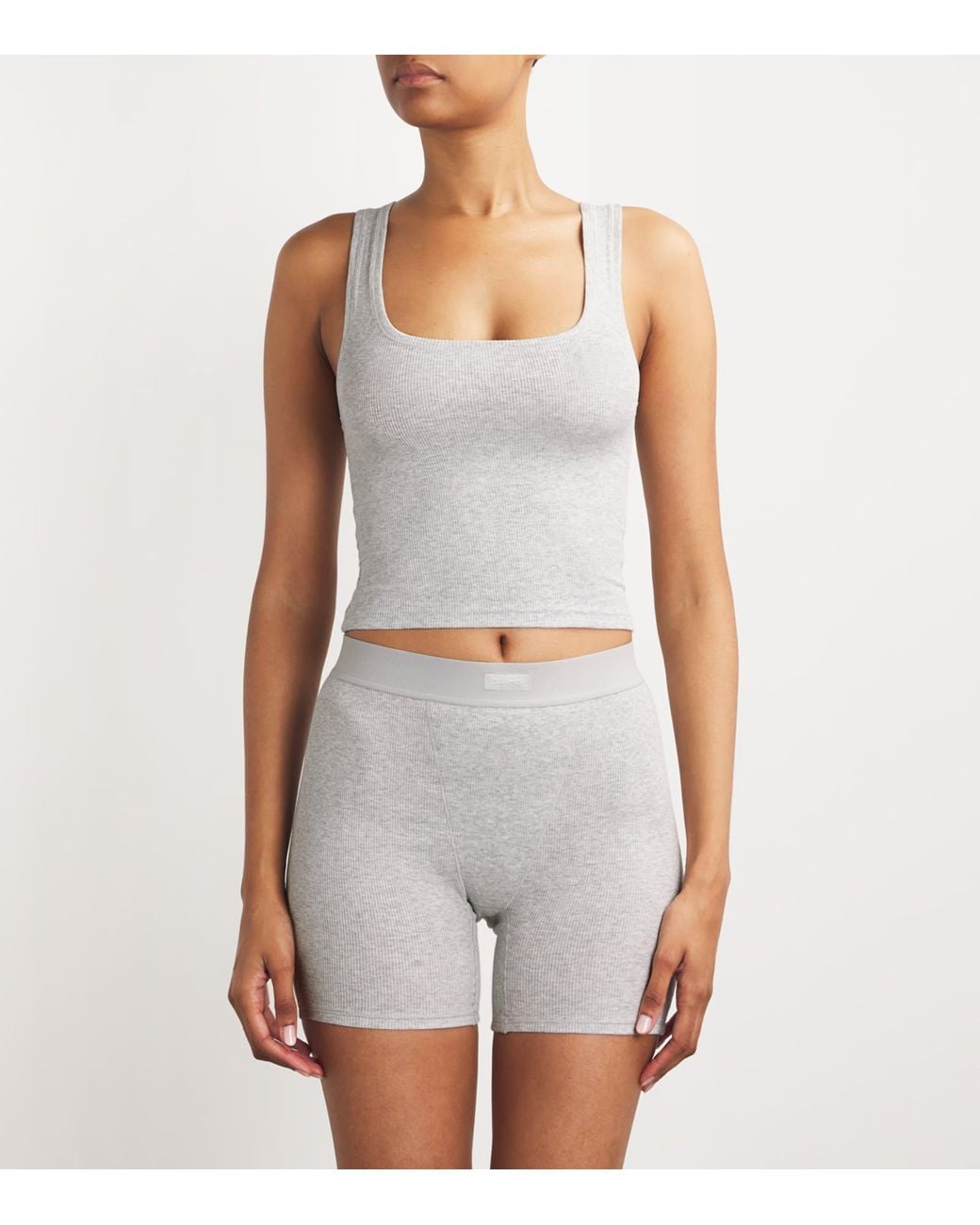 Skims White Stretch-Cotton Ribbed Tank Top