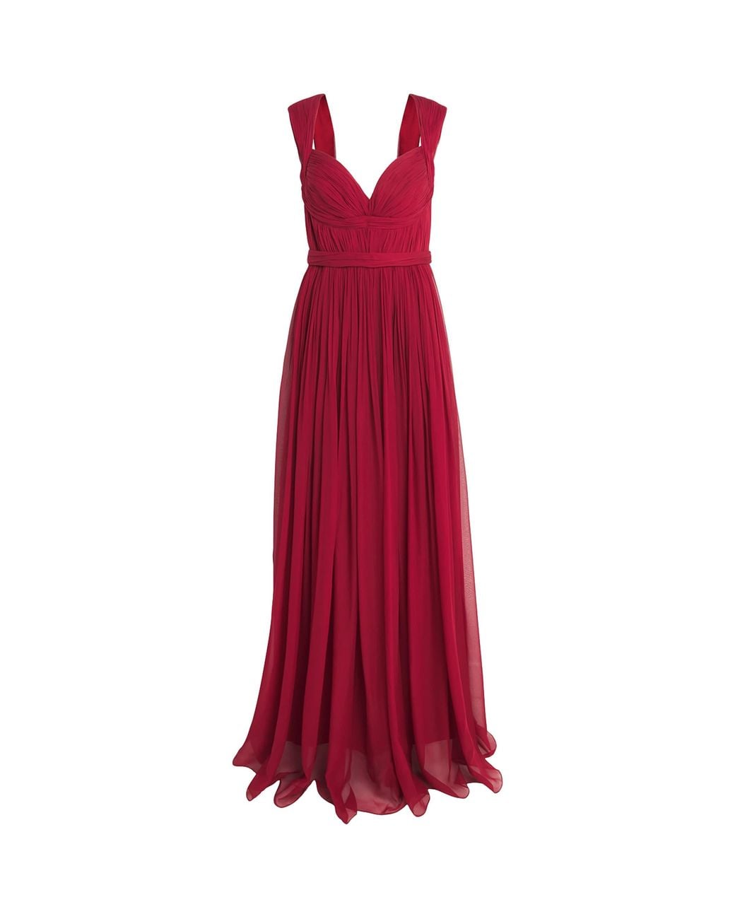 Pamella Roland Red Chiffon Plunge Gown