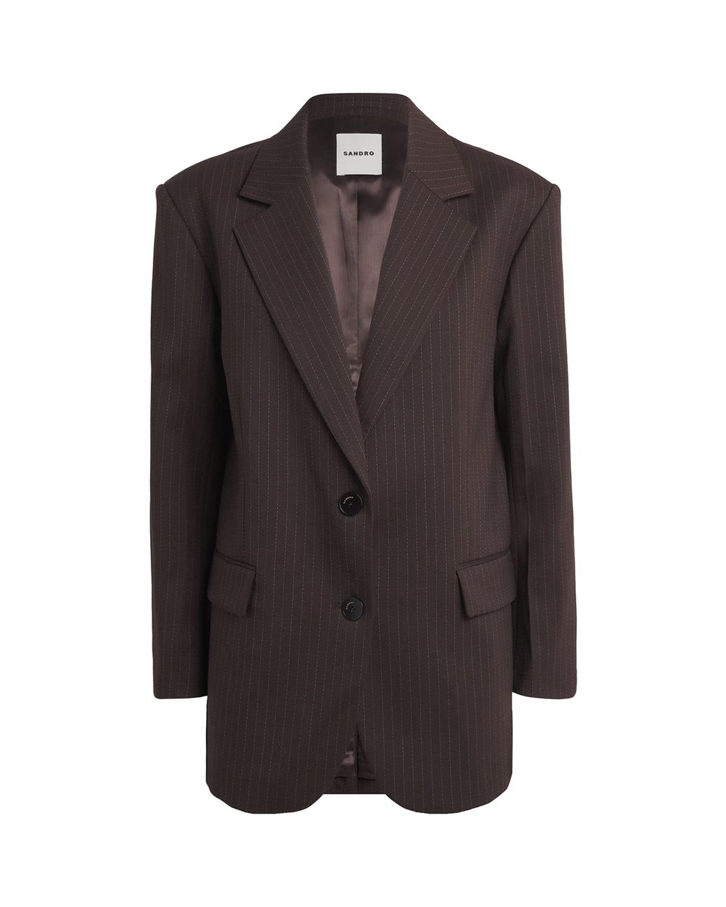 Sandro Brown Striped Single-Breasted Blazer