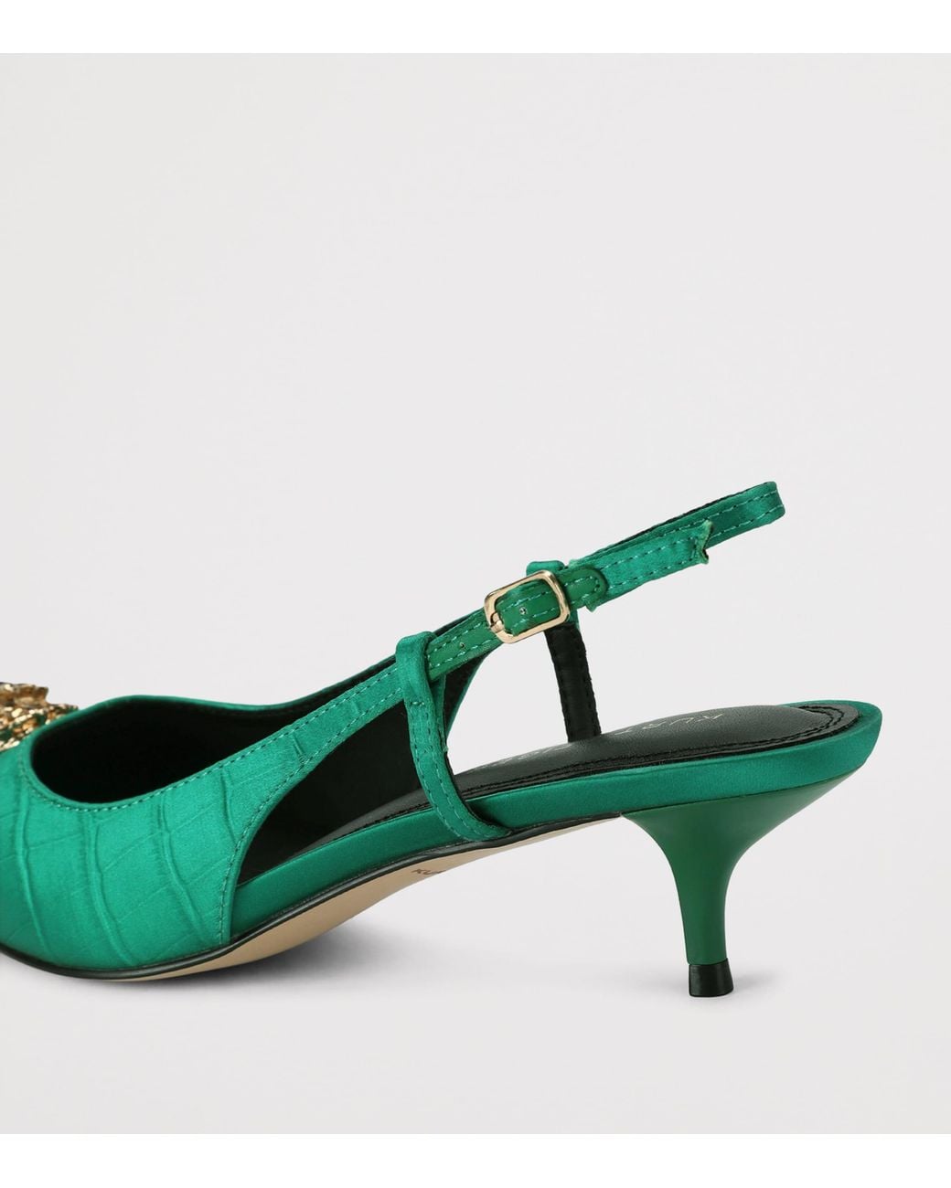 Kurt Geiger Green Satin Belsize Slingbacks
