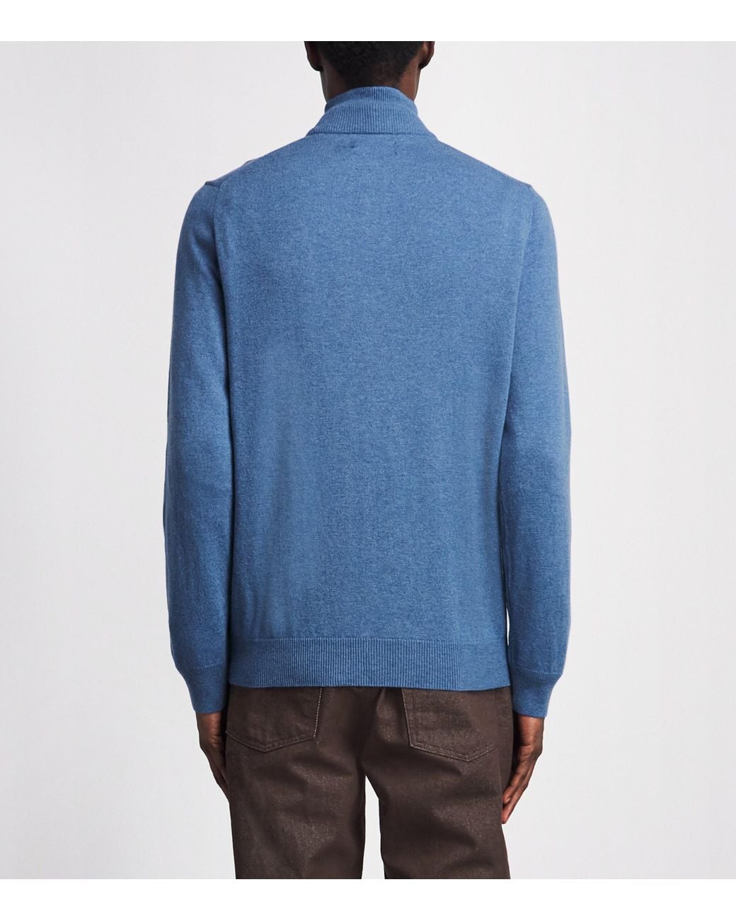 Polo Ralph Lauren Blue Wool Polo Pony Quarter-Zip Sweater for men