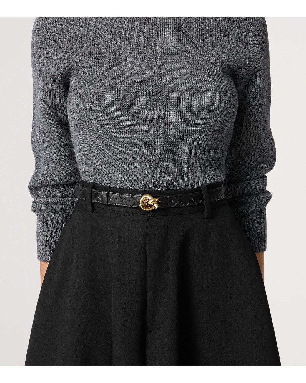 Bottega Veneta Black Leather Knot Belt