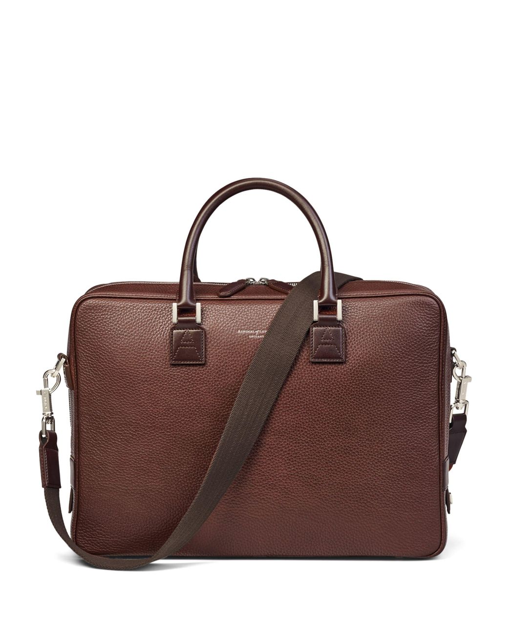 Aspinal Brown Leather Mount Street Briefcase Bag for men