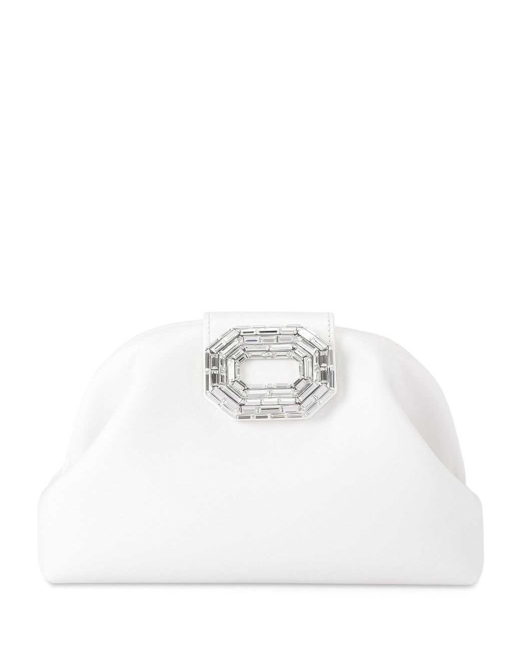 AMINA MUADDI White Leather Camelia Clutch Bag