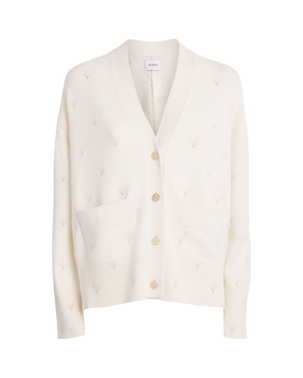 Barrie White Cashmere Crystal-Embellished Cardigan