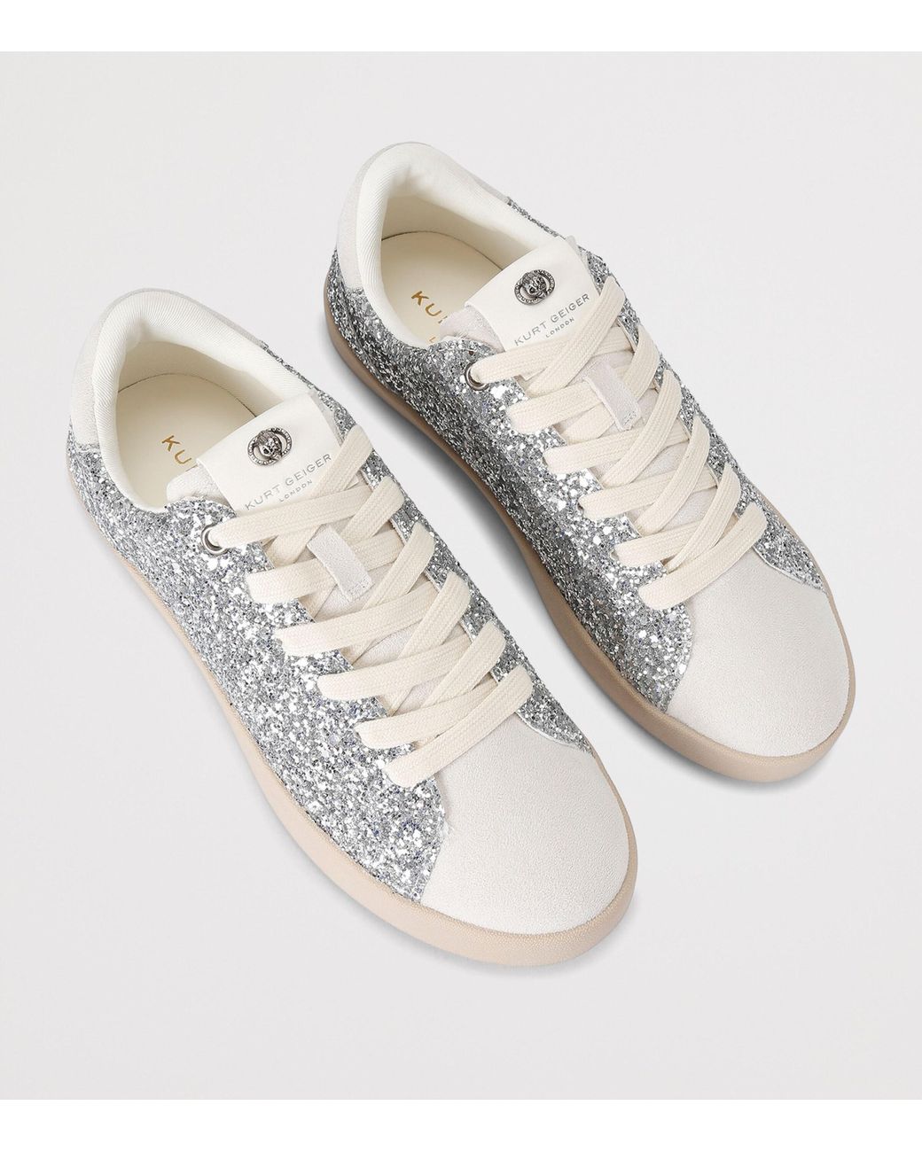 Kurt Geiger White Glitter Britton Sneakers