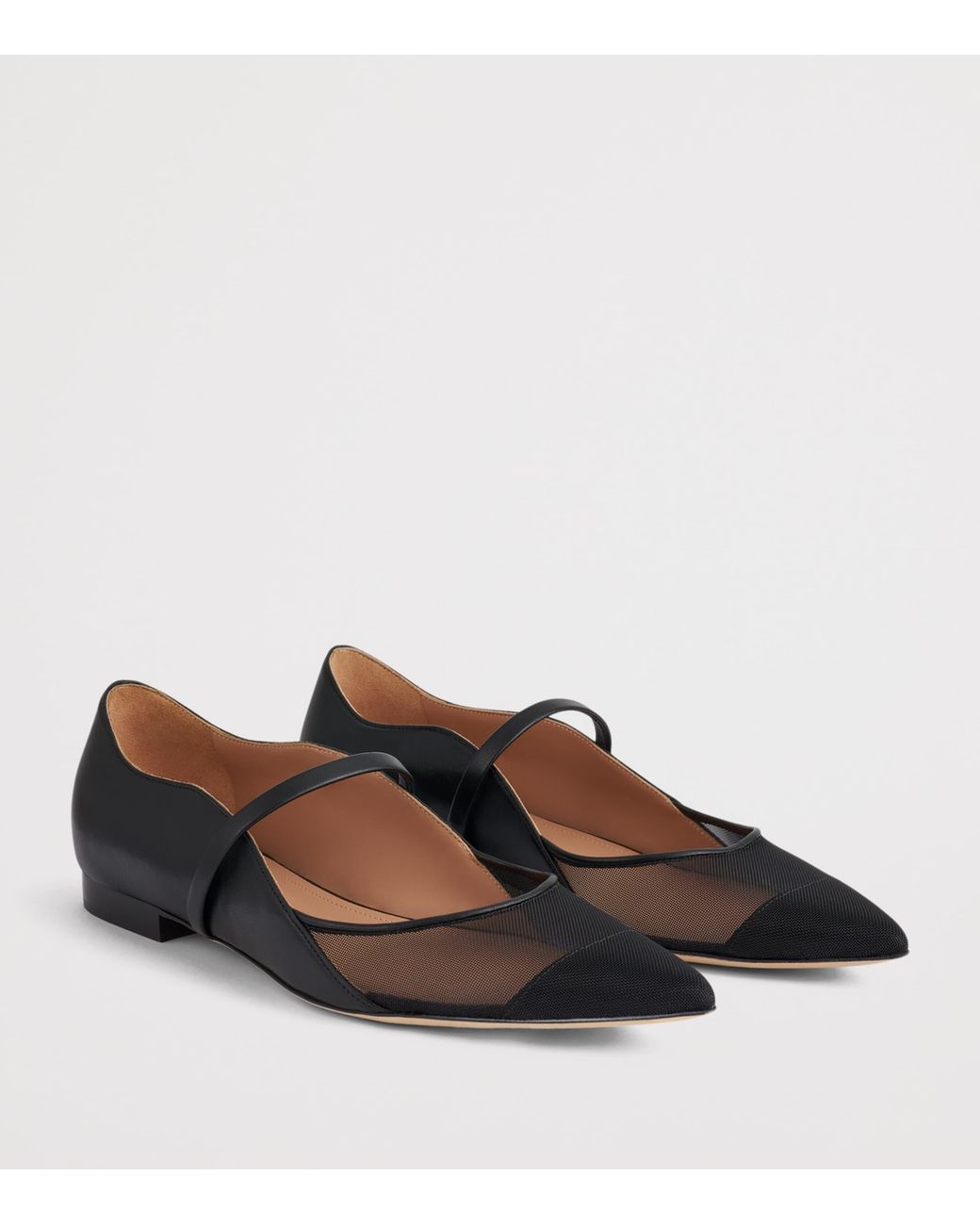 Malone Souliers Black Leather And Mesh Maureen Arc Flats