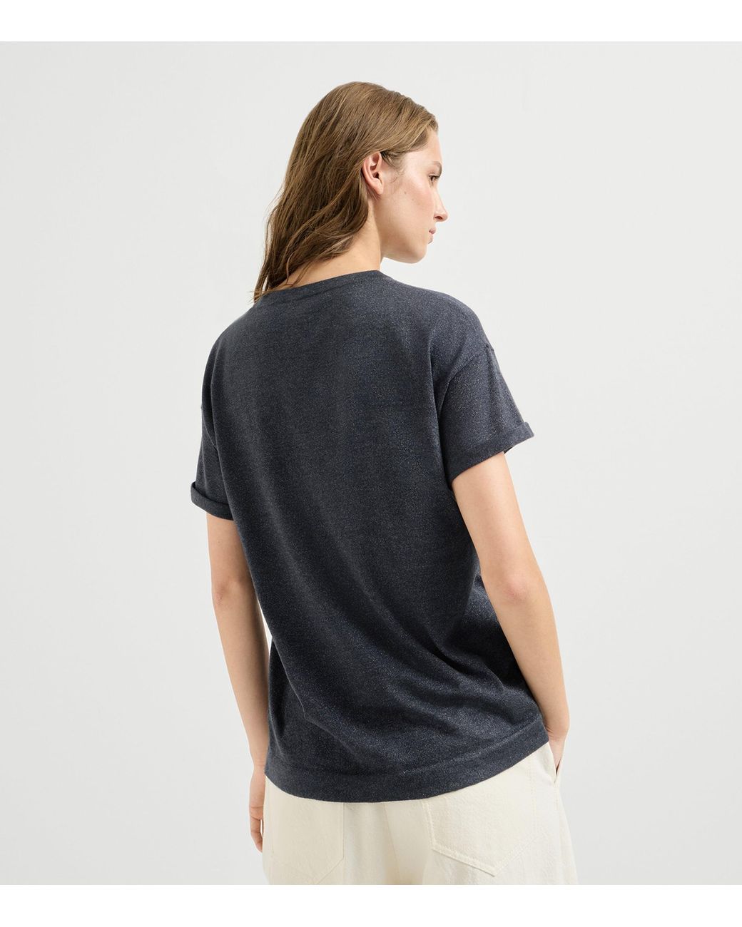 Brunello Cucinelli Black Cashmere-Silk Blend T-Shirt