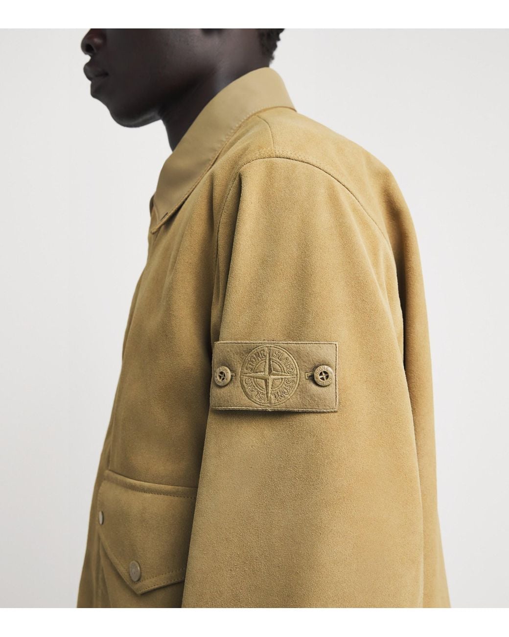 Stone Island Natural Ghost Piece Split Leather Jacket for men