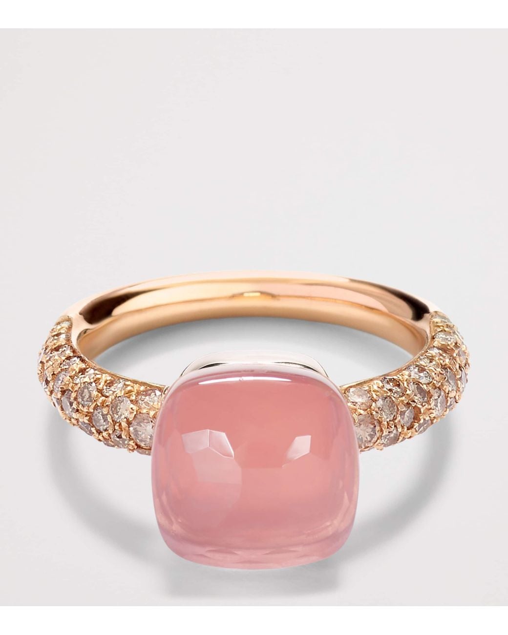 Pomellato Pink Mixed, Diamond, Chalcedony And Quartz Nudo Ring
