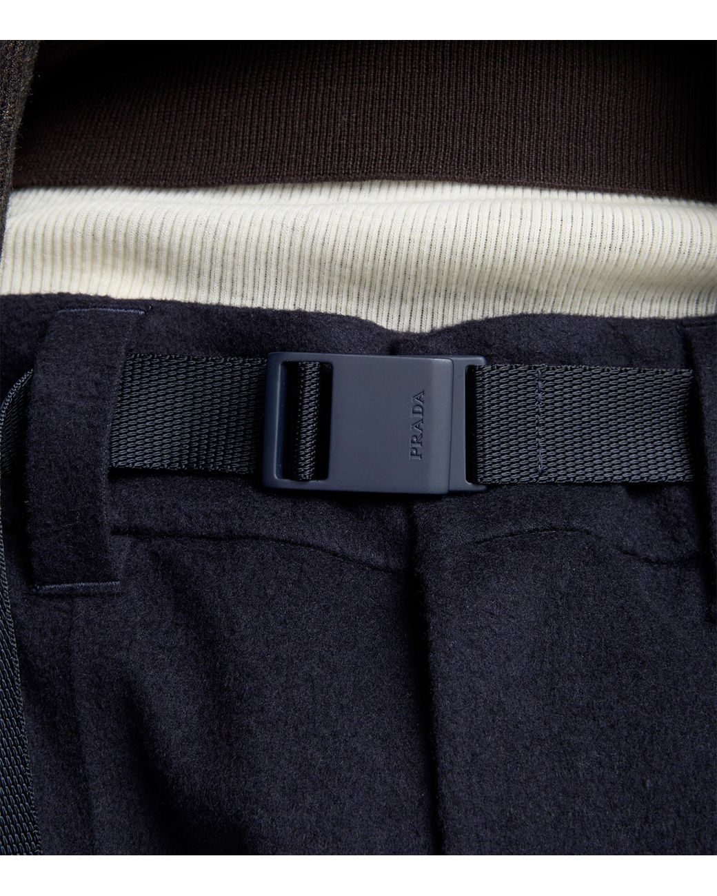 Prada Blue Cashmere Technical Trousers for men