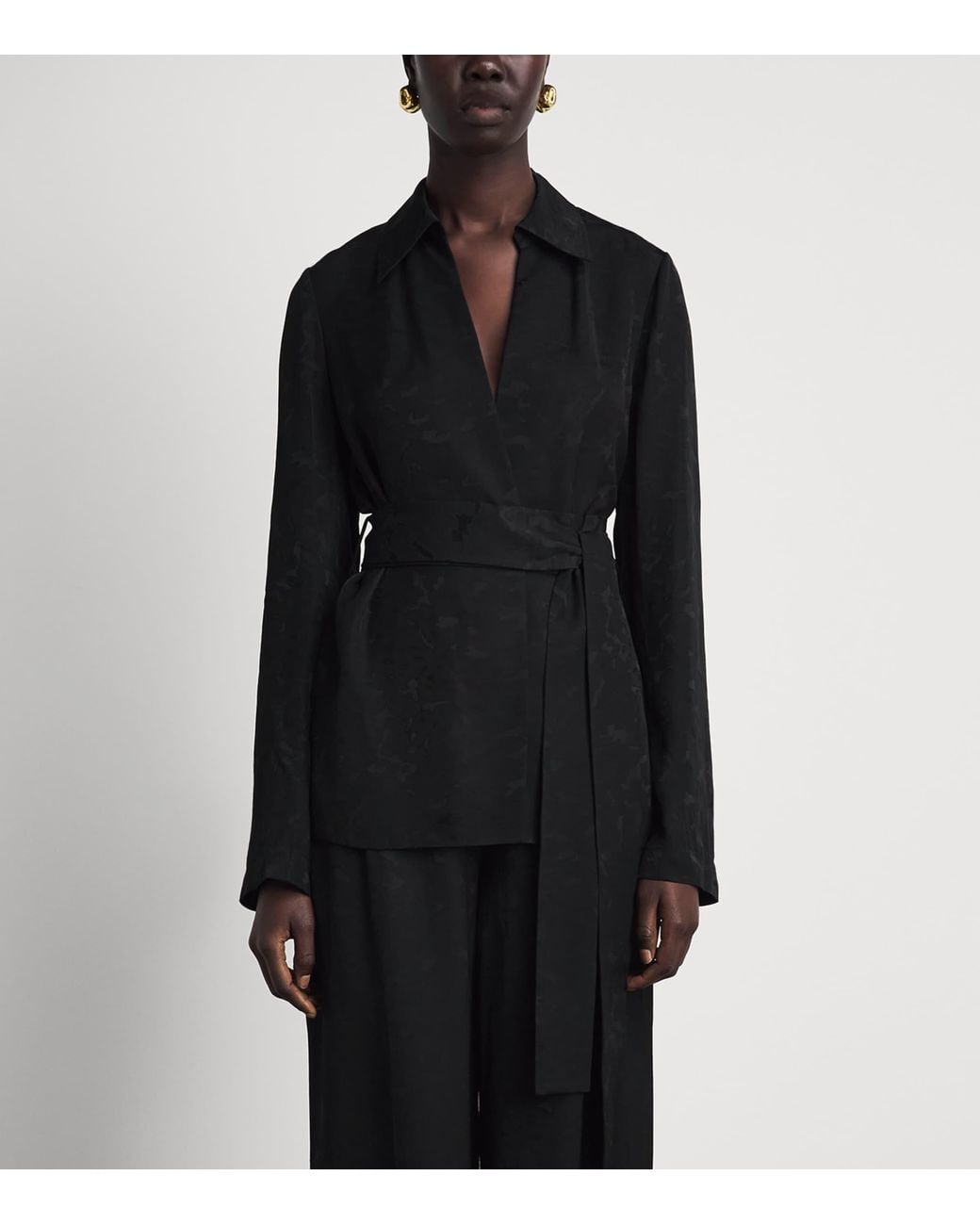 Joseph Black Jacquard Tie-Belt Noemi Jacket