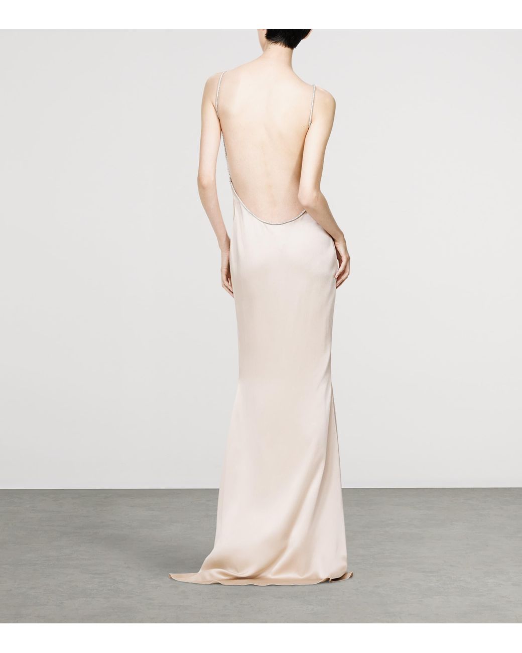 Tom Ford White Satin Embellished Maxi Dress
