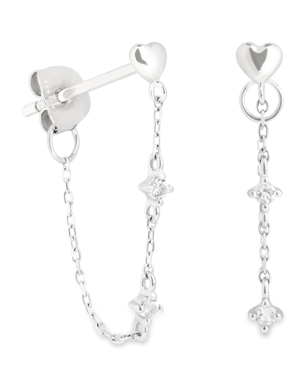 Astrid & Miyu White And Topaz Heart Chain Earrings