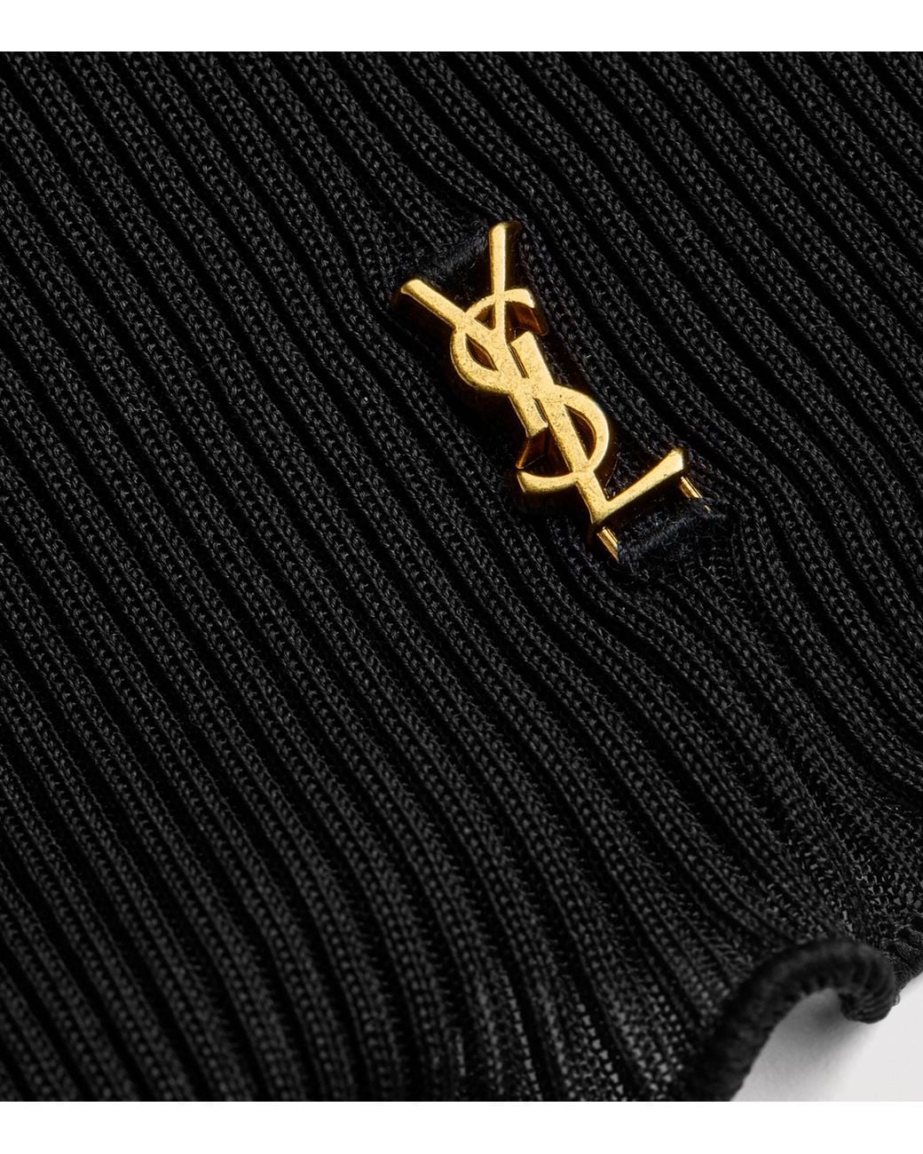 Saint Laurent Black Silk Lace-Trim Cassandre T-Shirt
