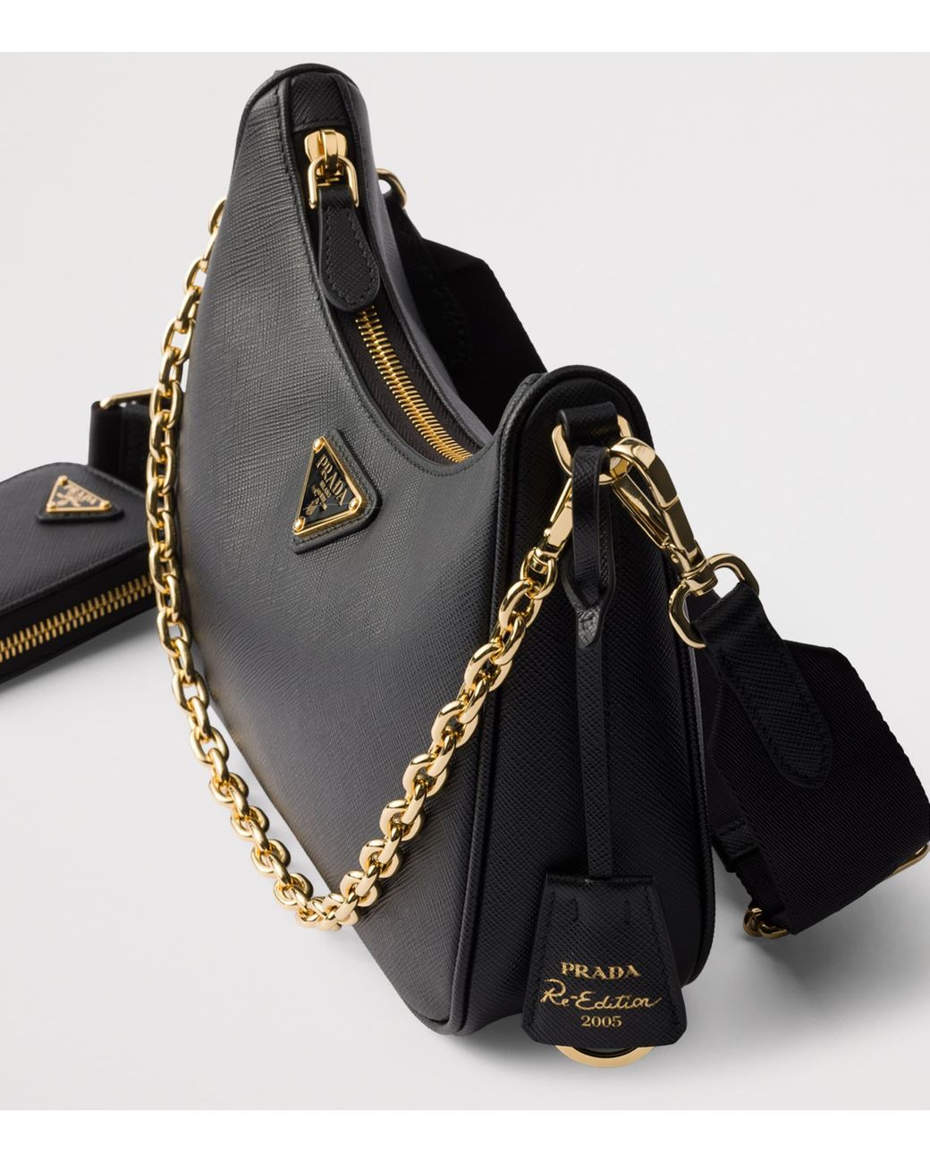 Prada Black Leather Re-Edition 2005 Shoulder Bag