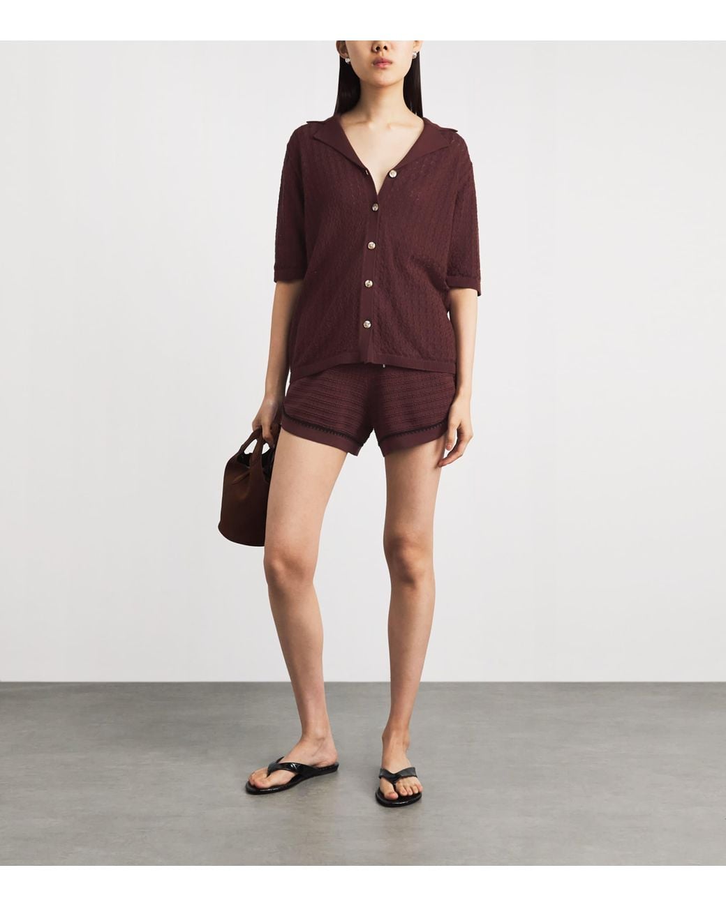 Varley Red Cotton Knit Madelene Shirt