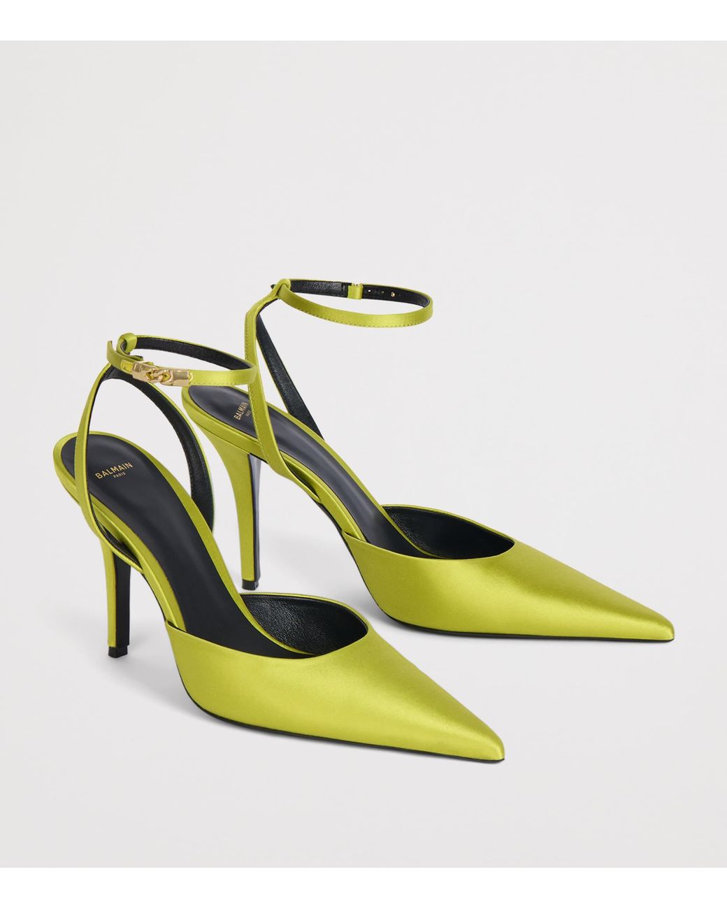 Balmain Yellow Silk Strappy Pumps 95