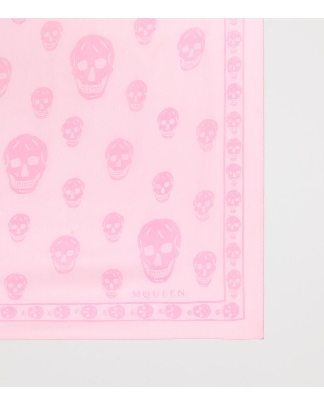 McQueen Pink Silk Skull Scarf