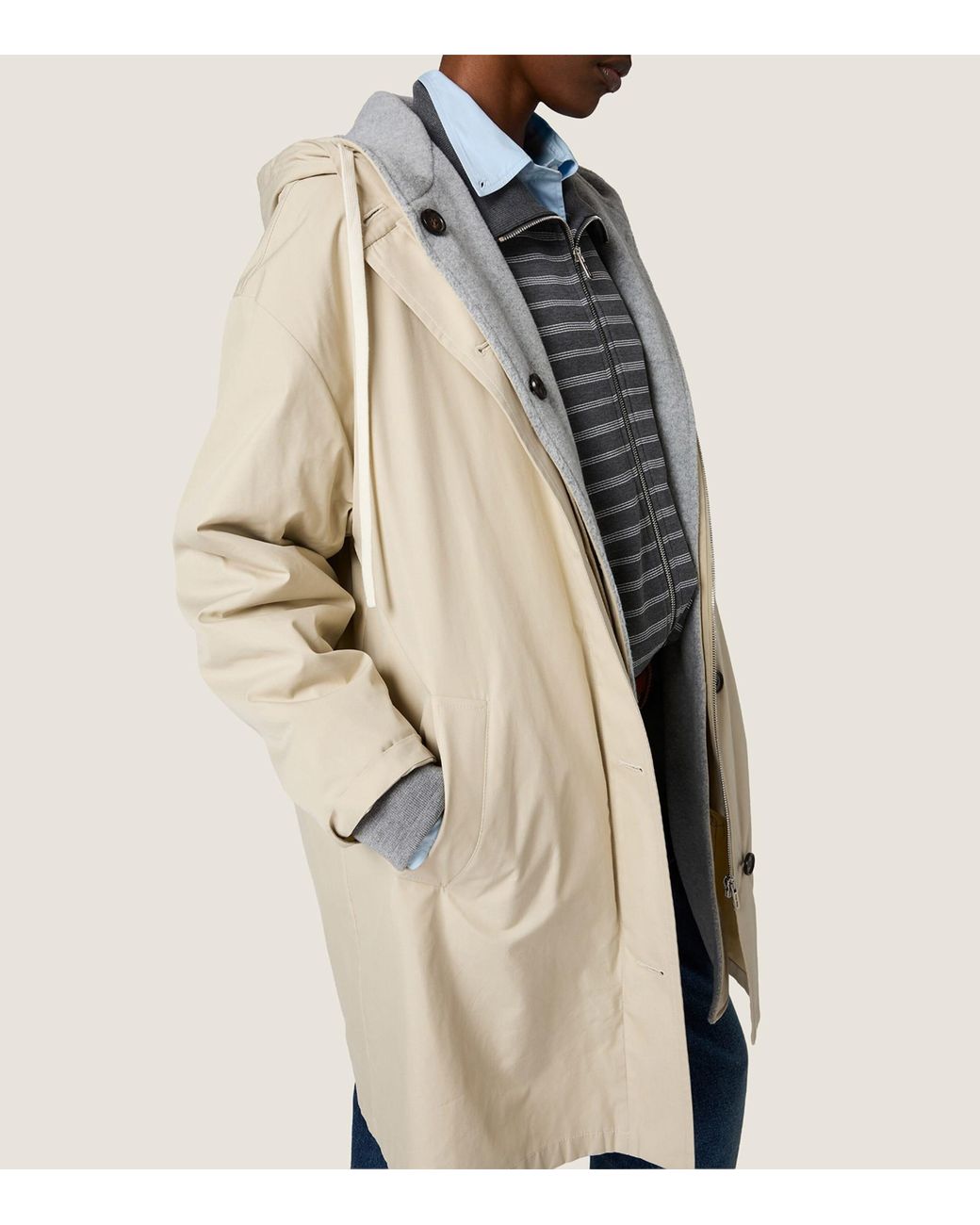 Miu Miu Natural Panama Cotton Hooded Jacket