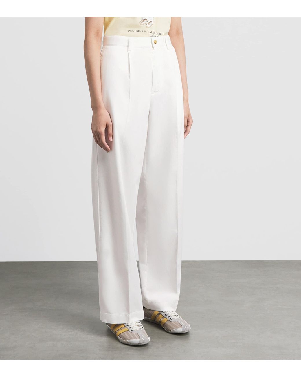 Polo Ralph Lauren White Pleated Trousers