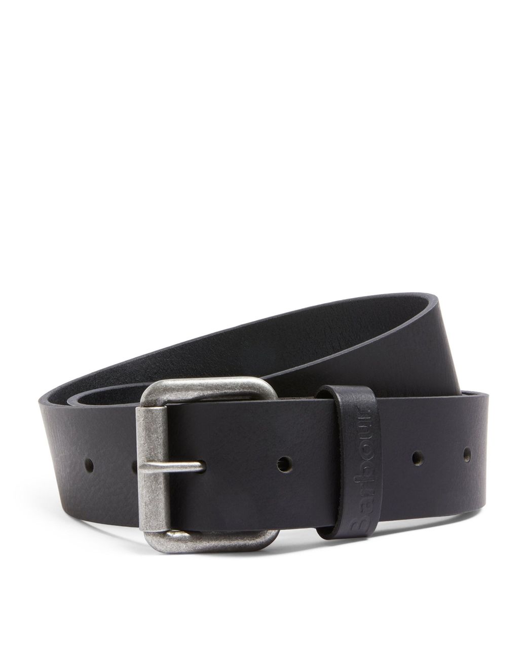 Barbour Black Leather Belt for men