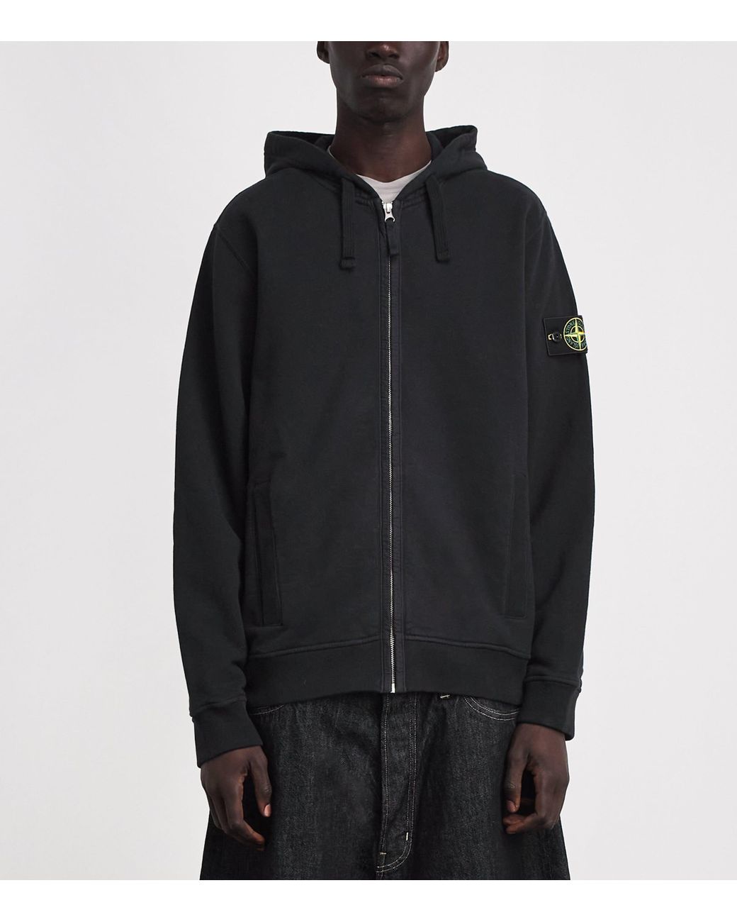 Stone Island Black Organic Cotton Compass Hoodie for men
