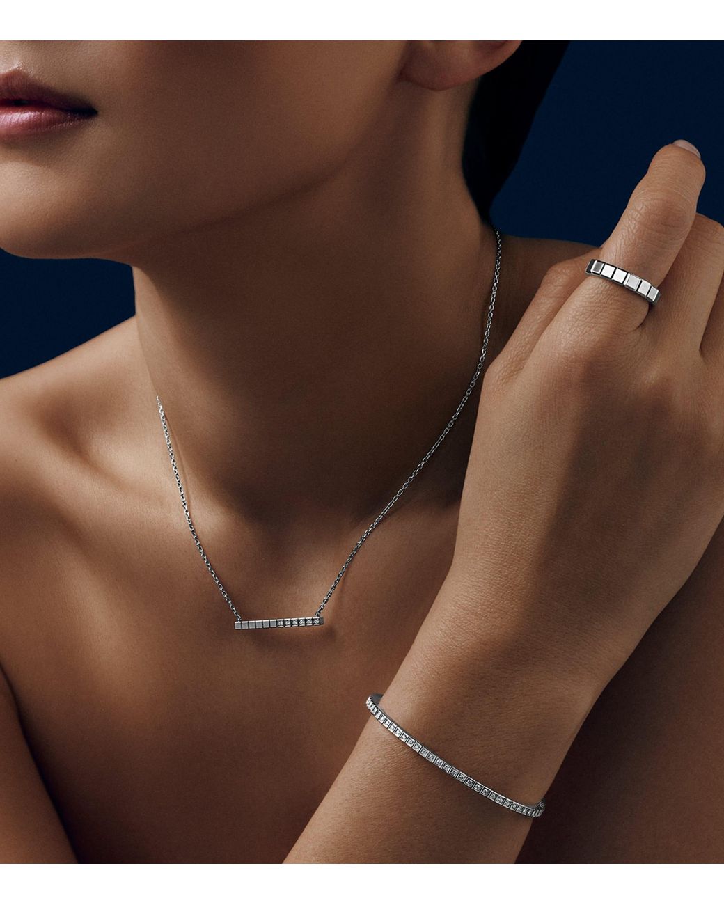 Chopard Metallic And Diamond Ice Cube Necklace