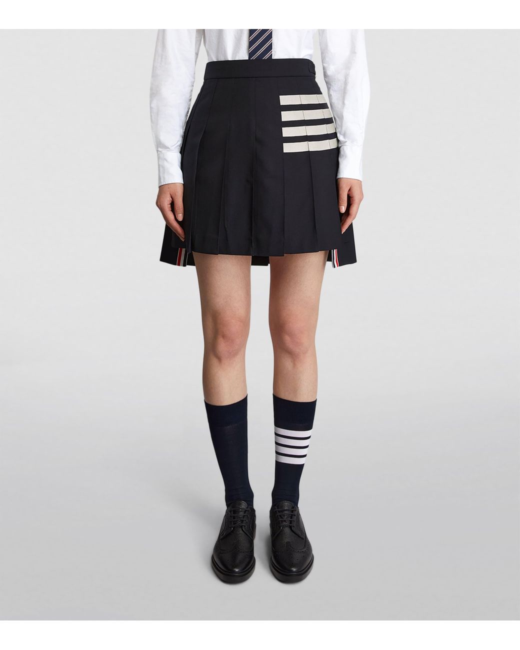 Thom Browne Blue Pleated Mini Skirt