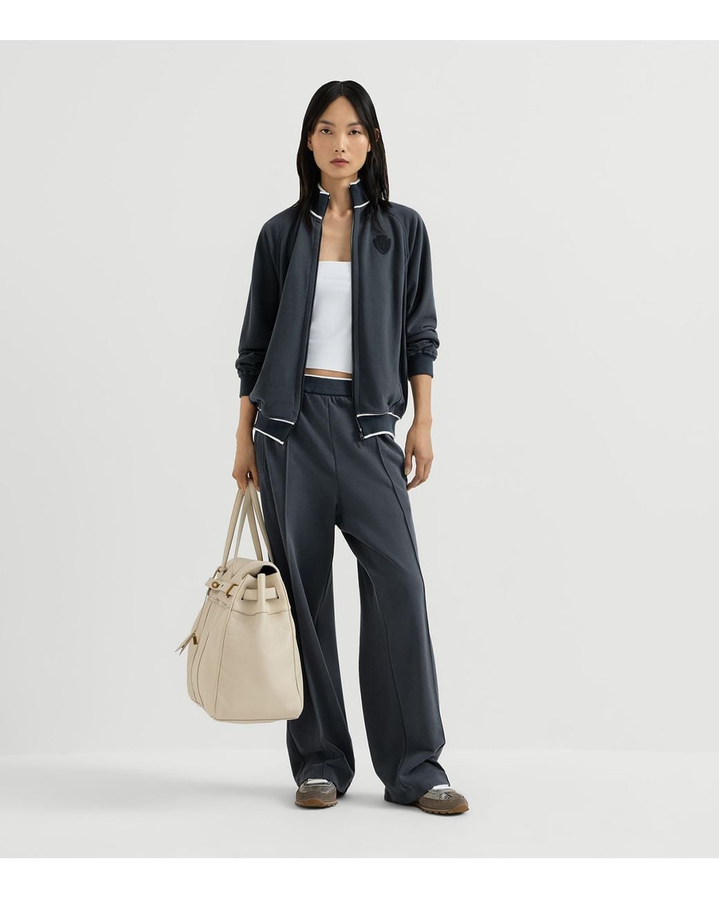 Brunello Cucinelli Blue Cotton Pleated Sweatpants
