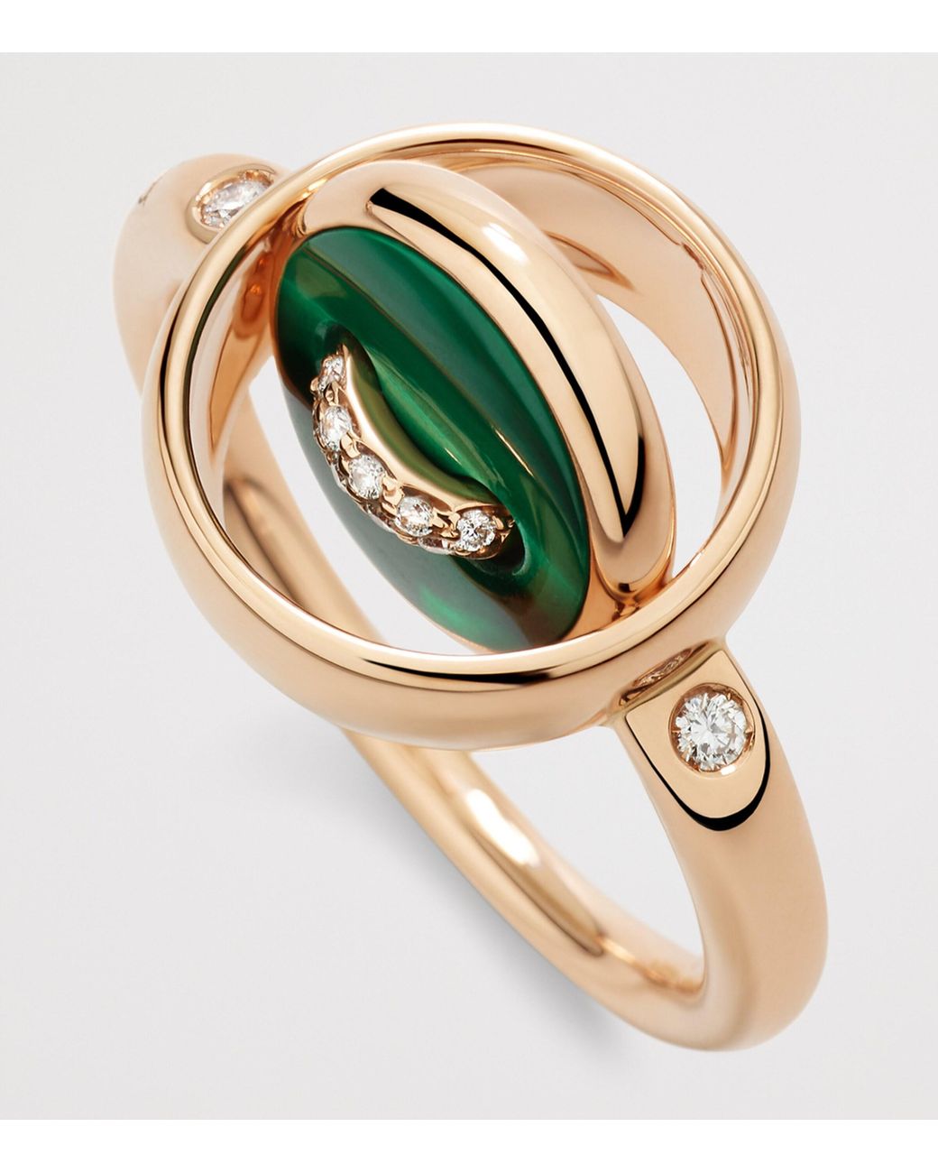 Pomellato Metallic Diamond, Malachite And Mother-Of-Pearl Pom Pom Dot Ring