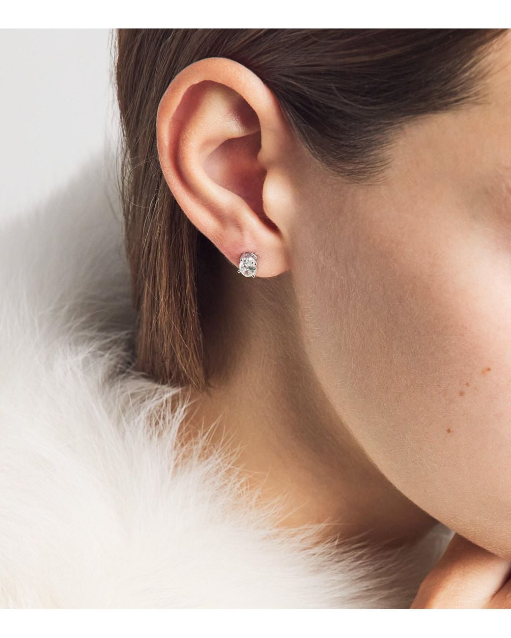 Harrods Natural And Diamond Oval Stud Earrings
